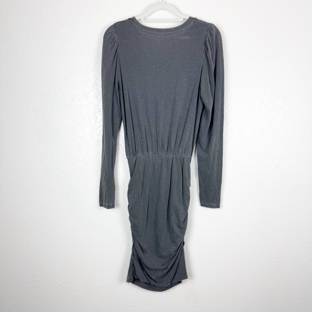 Sundry Gray Ruched Long Sleeve Tee Shirt Casual Sheath Dress Size 2 (Medium) - Picture 4 of 4